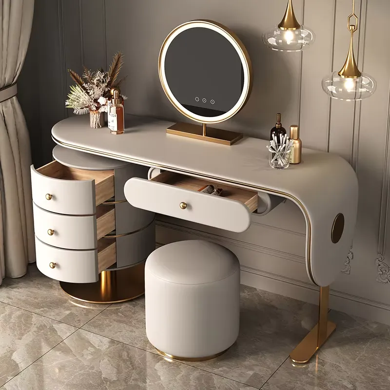 Dressing Table Vanity With Lighted Mirror - طاولة تزيين خشبية مخصصة عالية الجودة