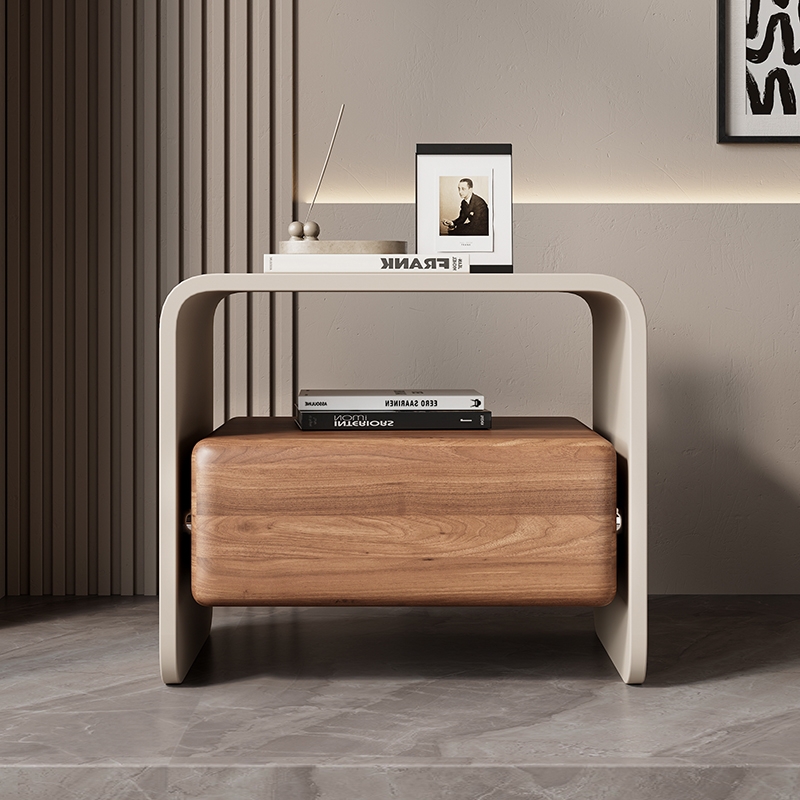 Solid Wood Nightstand 2 Drawers - طاولات جانبية فاخرة من الخشب الصلب
