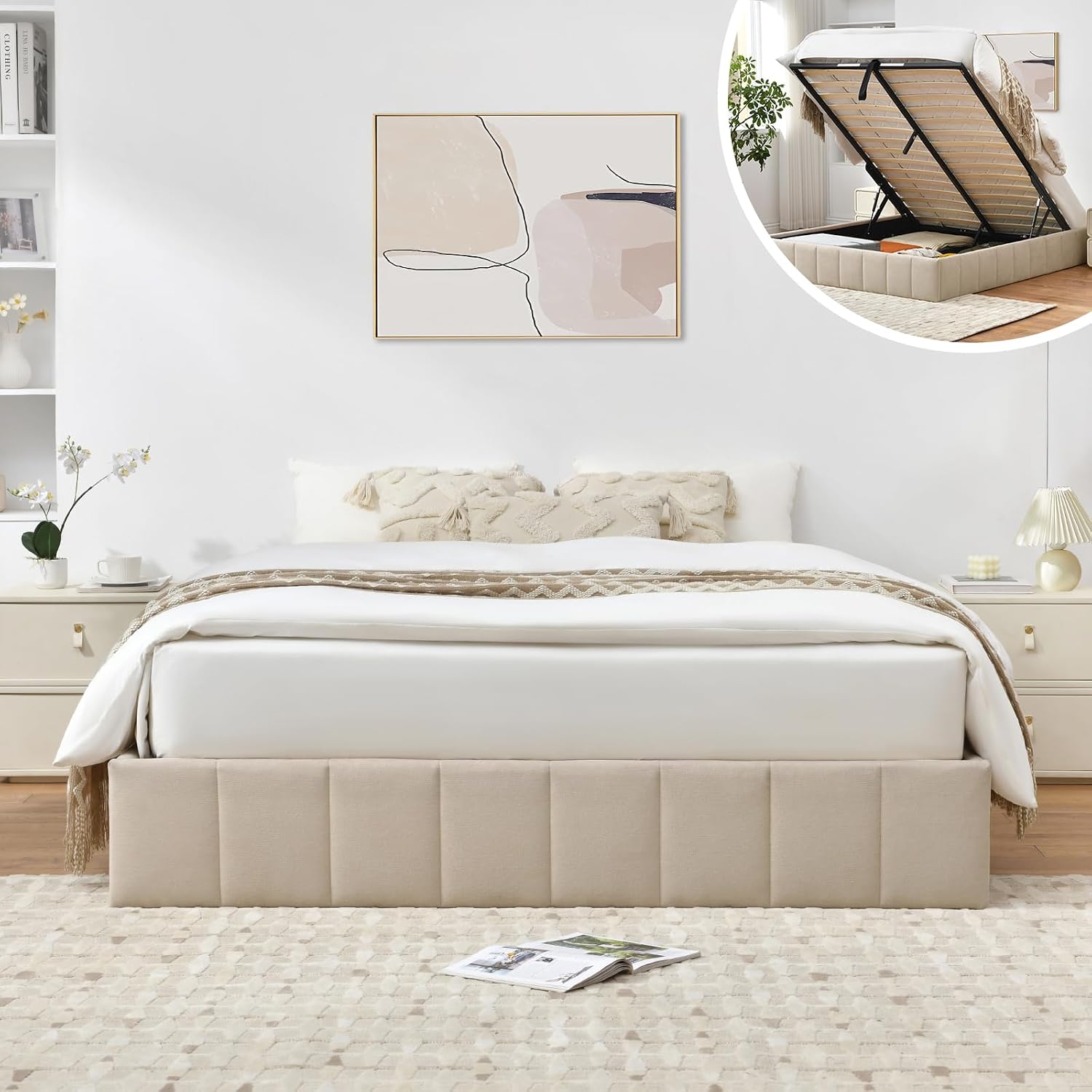 Gas Lift Storage Bed Hydraulic - إطار سرير تخزيني كبير الحجم قابل