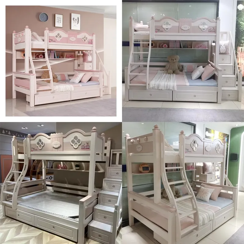 Bunk Bed With Stairs And Slide - سرير أطفال فاخر حديث بتصميم الأميرات