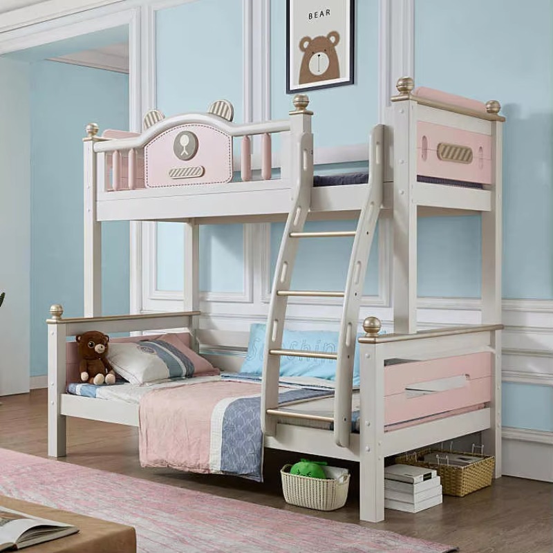 Bunk Bed With Stairs And Slide - سرير بطابقين خشبي متعدد الوظائف بتصميم
