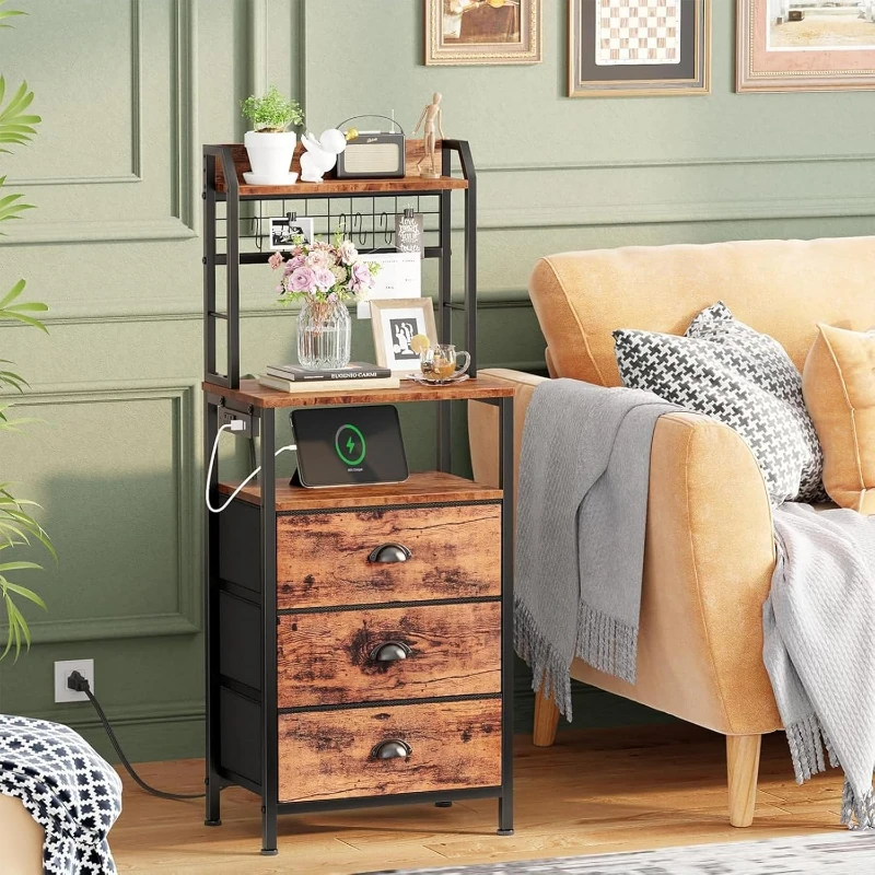 Solid Wood Nightstand 2 Drawers - طاولة جانبية بارتفاع 40 بوصة مع