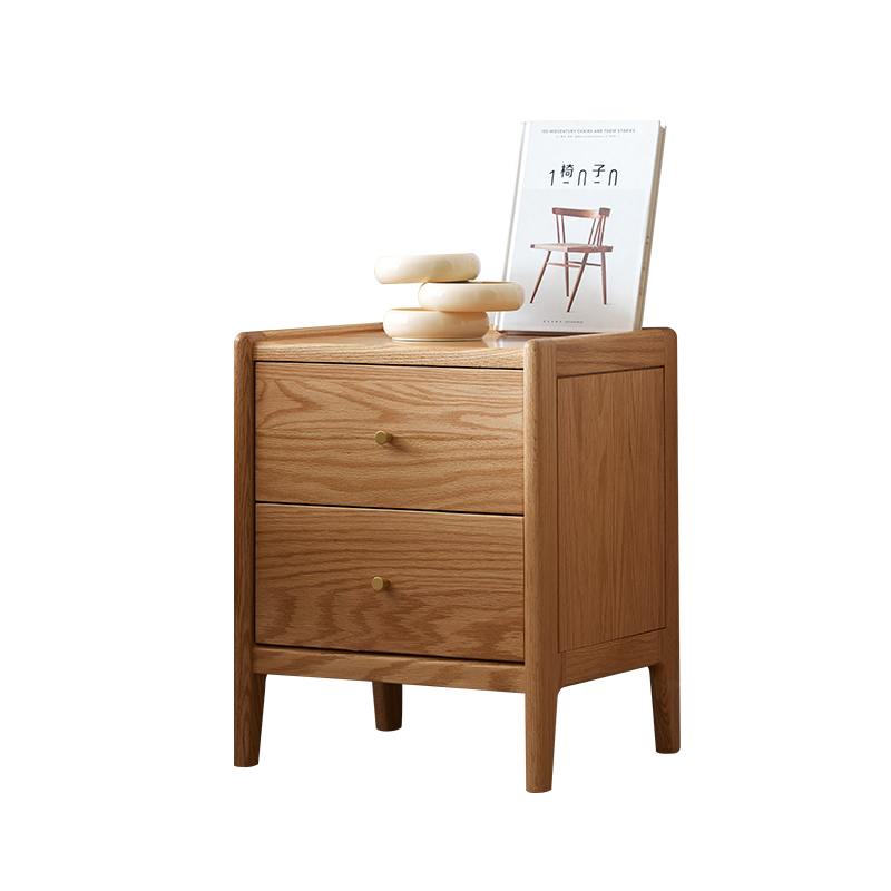 Solid Wood Nightstand 2 Drawers - أثاث غرفة نوم من خشب البلوط