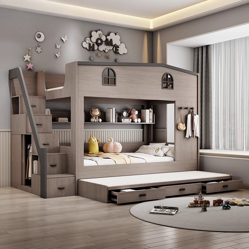 Bunk Bed With Stairs And Slide - سرير أطفال إسكندنافي ذو طابقين، تصميم