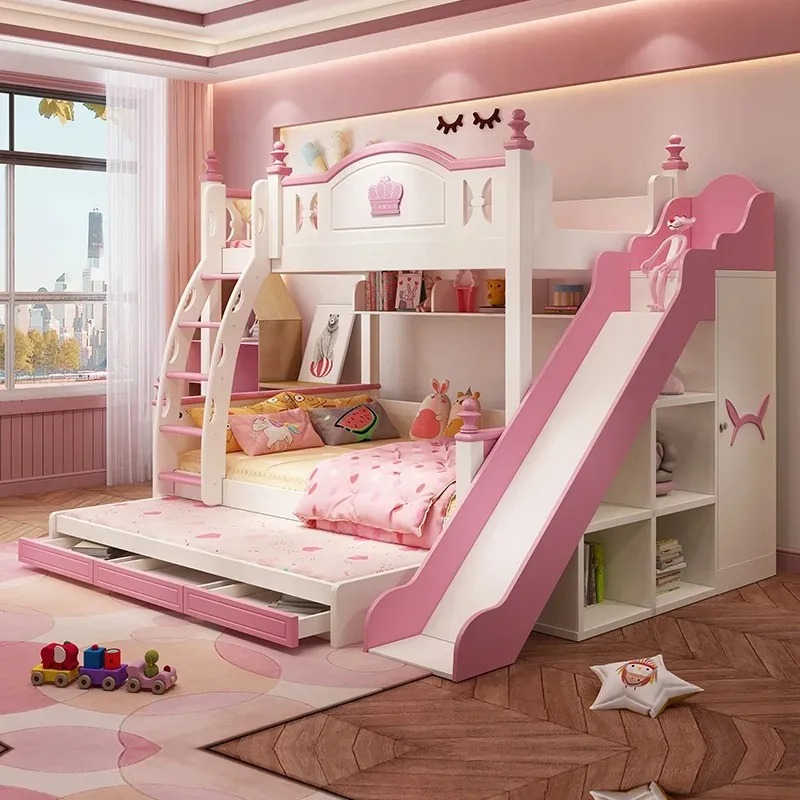 Bunk Bed With Stairs And Slide - أثاث غرفة نوم الأطفال سرير بطابقين