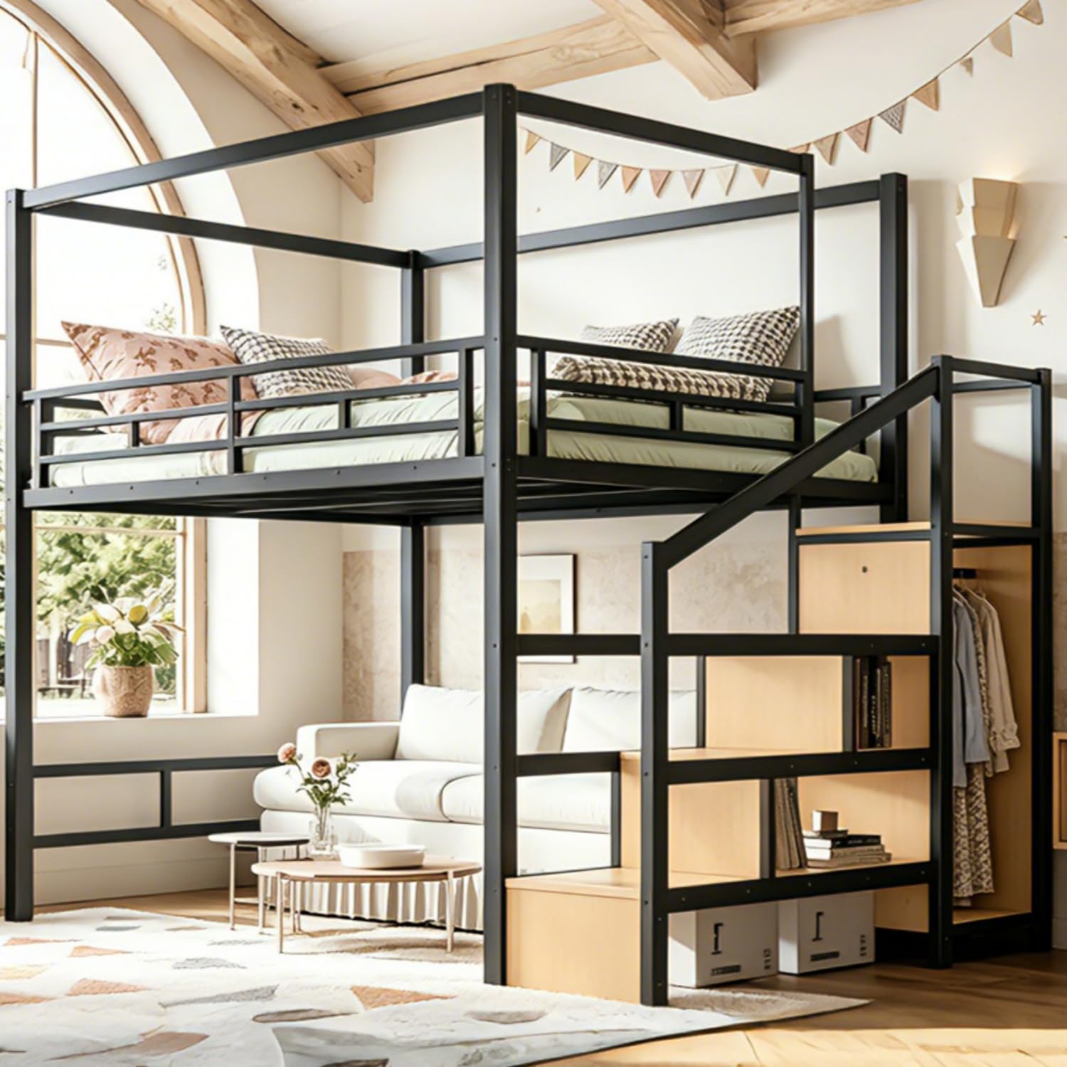 Canopy Bed Frame Metal Queen - سرير علوي كوين مع درج تخزين