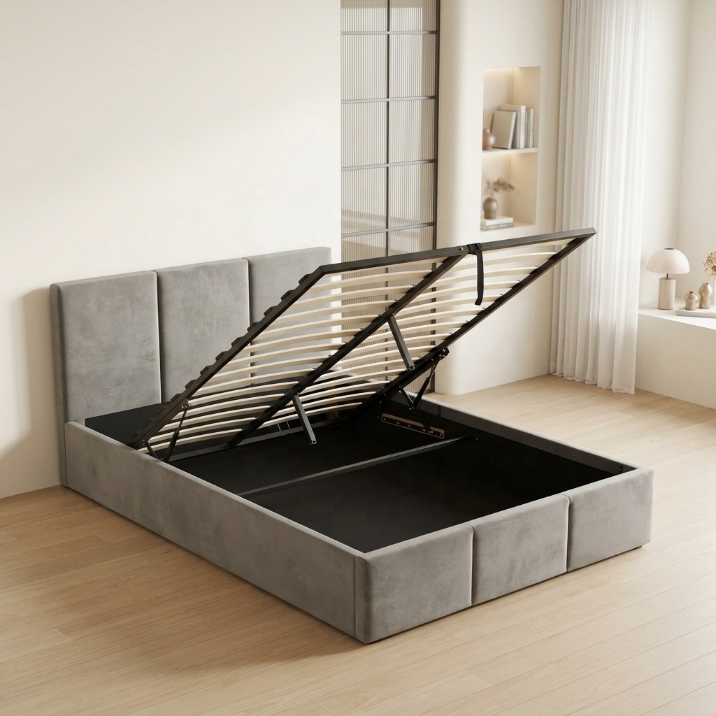 Gas Lift Storage Bed Hydraulic - عينة مجانية: إطار سرير حديث ناعم
