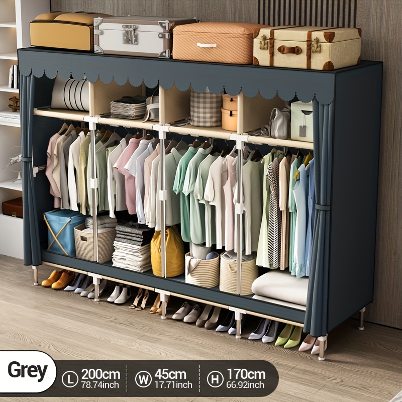 Wardrobe Closet Portable Fabric Cover - منظم خزانة محمول بإطار معدني مع