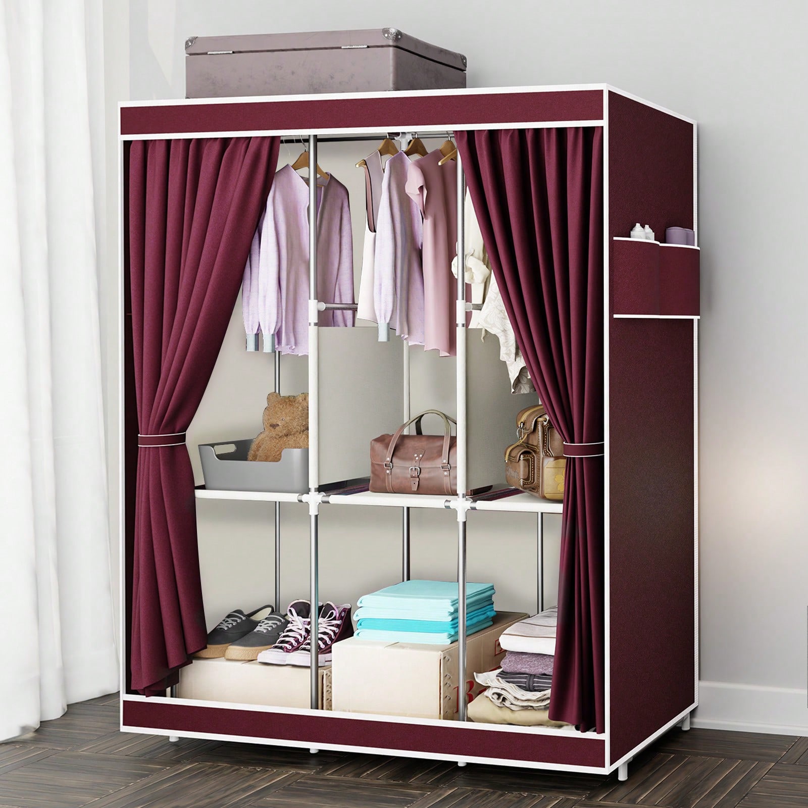Wardrobe Closet Portable Fabric Cover - خزانة ملابس محمولة بطول 65 بوصة