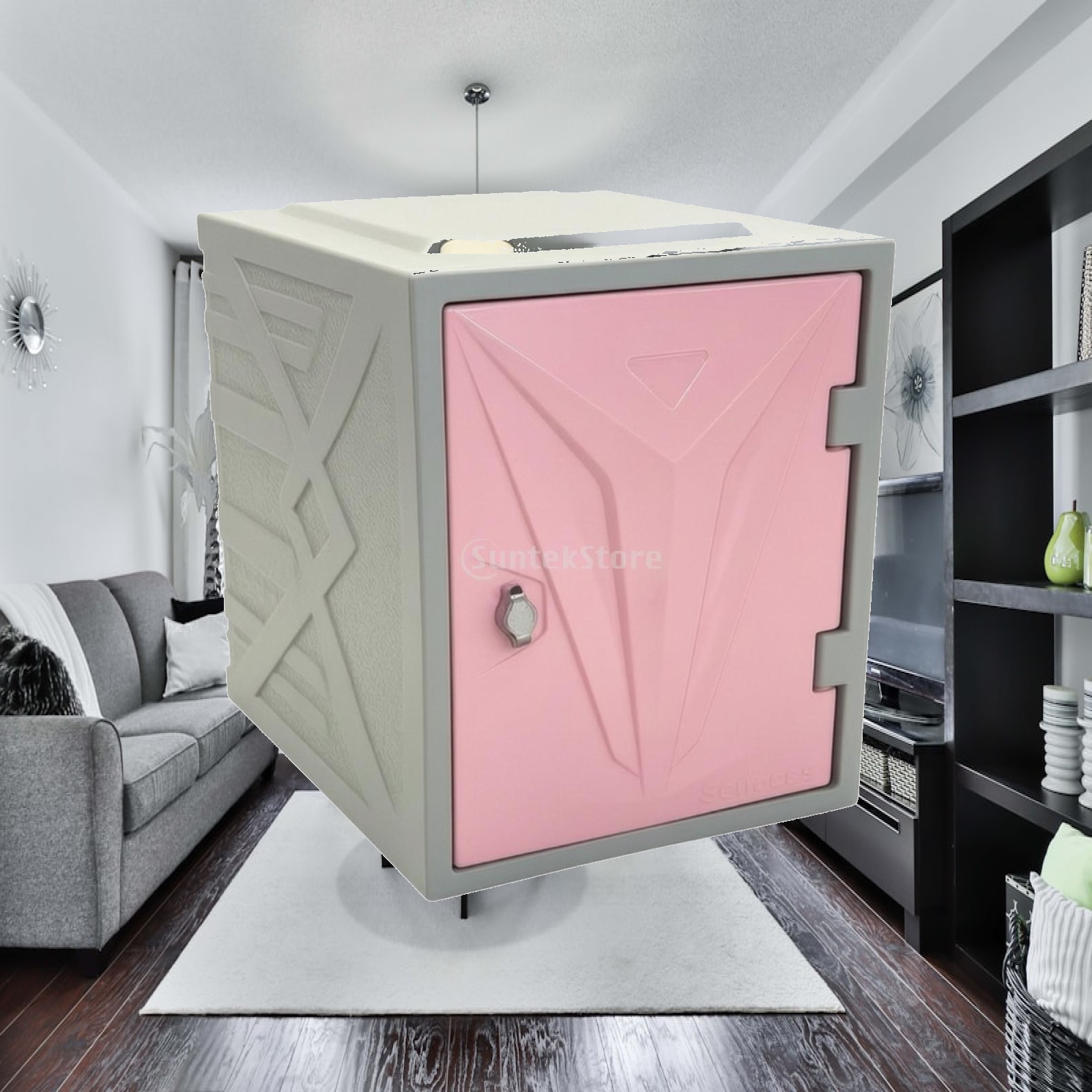 Bedroom Furniture - خزانة تخزين هندسية مدمجة بأبواب قابلة