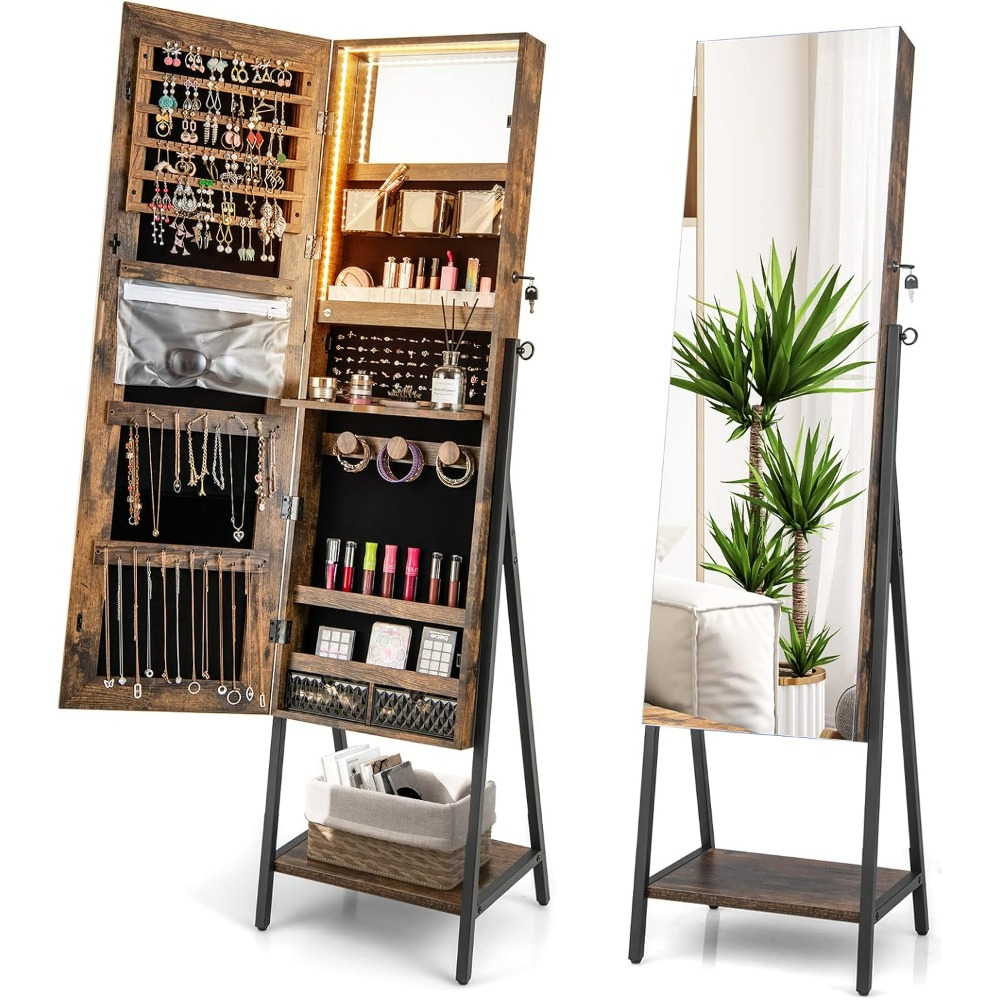 Full Length Mirror Jewelry Armoire - خزانة مجوهرات قائمة بذاتها من CHARMAID