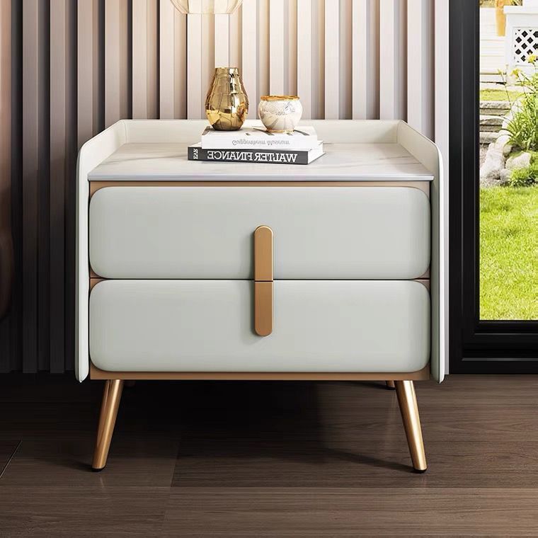 طاولة جانبية AOLIVIYA بلون كري - مراجعة Solid Wood Nightstand 2 Drawers وسعره