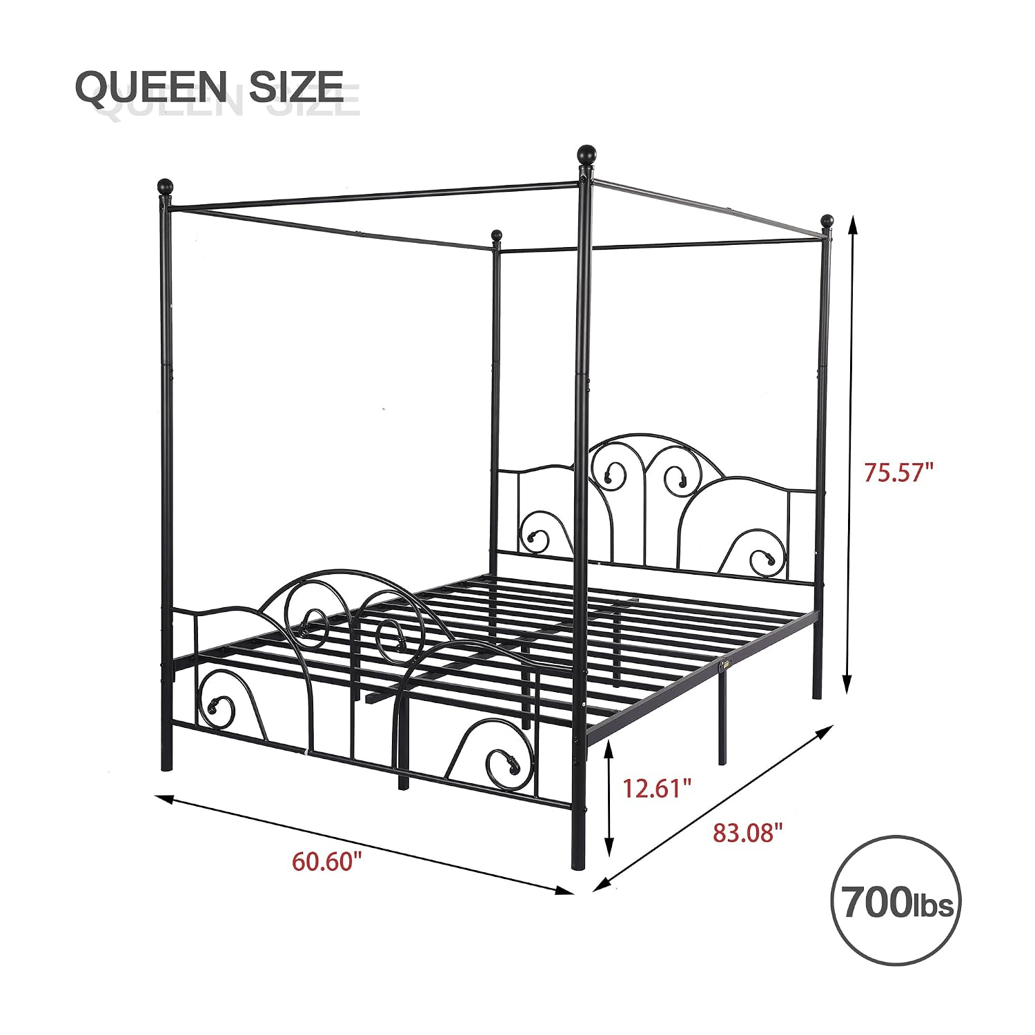 إطار سرير معدني بحجم كوين مع م - مراجعة Canopy Bed Frame Metal Queen وسعره