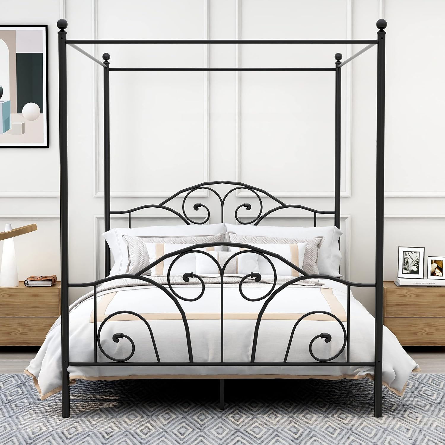 إطار سرير معدني بحجم كوين مع م - مراجعة Canopy Bed Frame Metal Queen وسعره