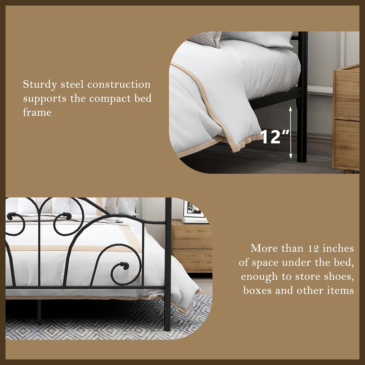 إطار سرير معدني بحجم كوين مع م - مراجعة Canopy Bed Frame Metal Queen وسعره