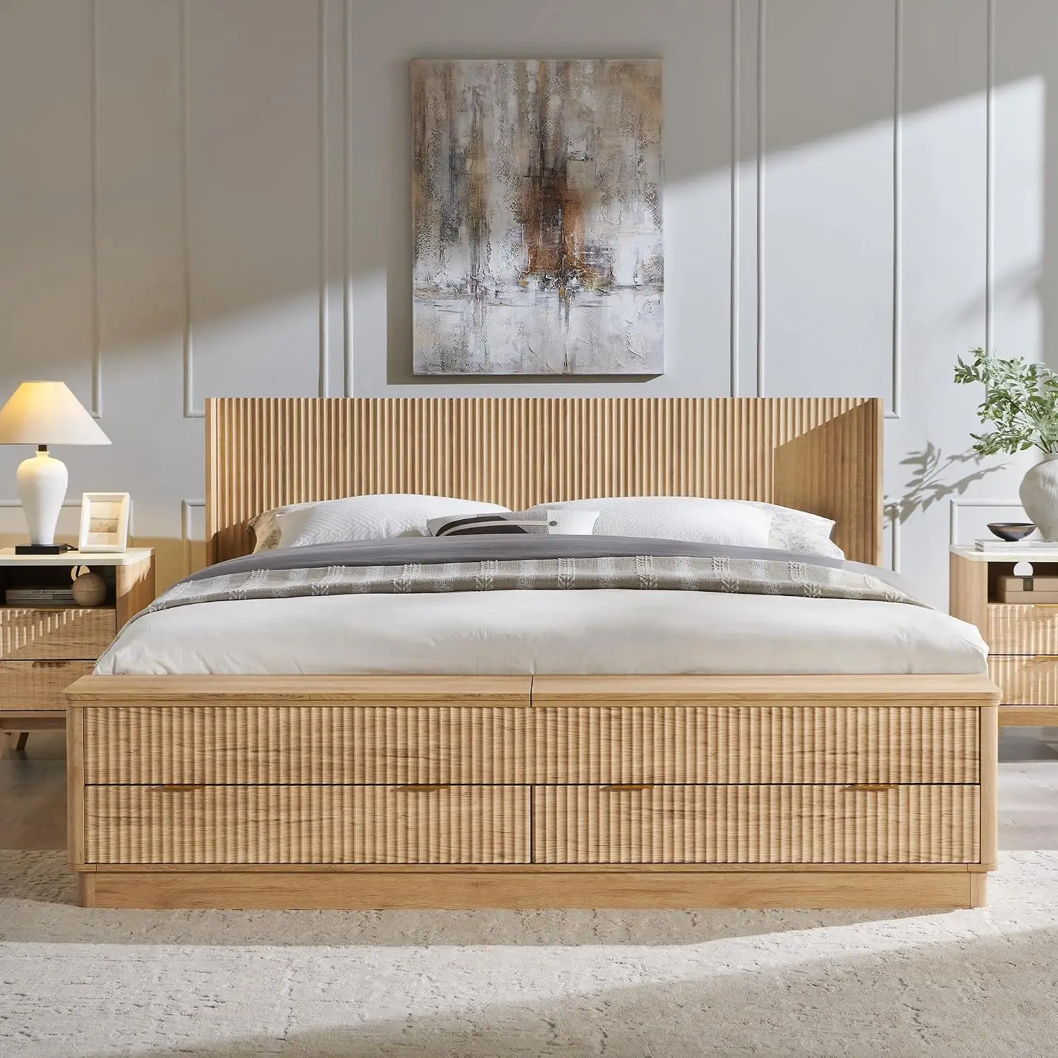 إطار سرير كينج سايز مزخرف مع ل - مراجعة King Size Bed Frame With Storage Drawers وسعره