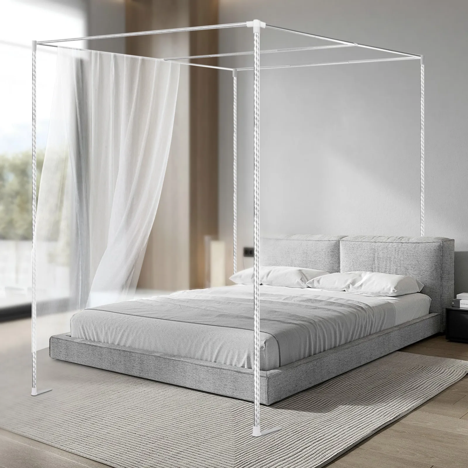 إطار معدني لسقف السرير بأربع ز - مراجعة Canopy Bed Frame Metal Queen وسعره