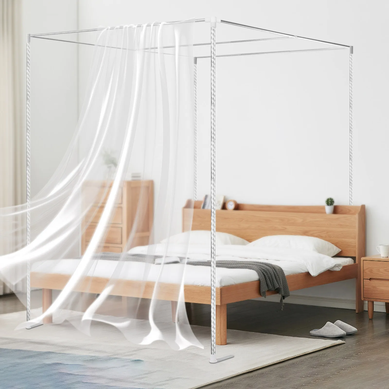 إطار معدني لسقف السرير بأربع ز - مراجعة Canopy Bed Frame Metal Queen وسعره