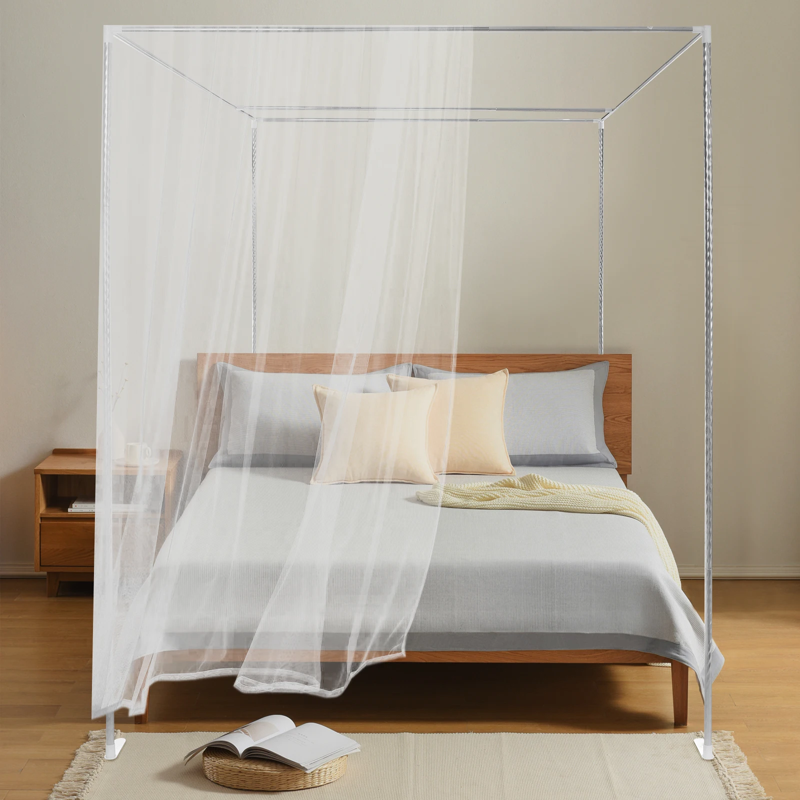 إطار معدني لسقف السرير بأربع ز - مراجعة Canopy Bed Frame Metal Queen وسعره