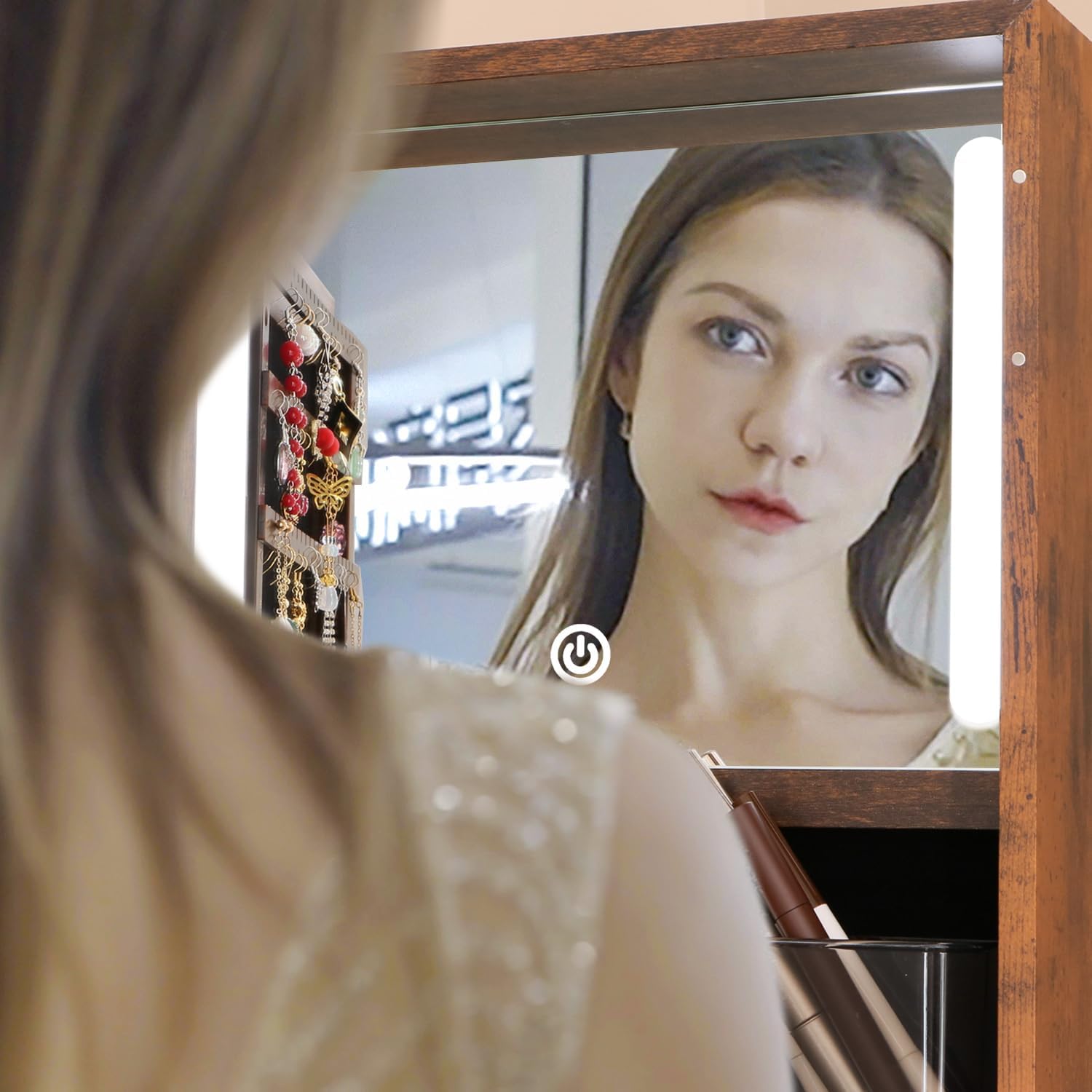 خزانة مجوهرات دوارة مع مرآة تز - مراجعة Full Length Mirror Jewelry Armoire وسعره