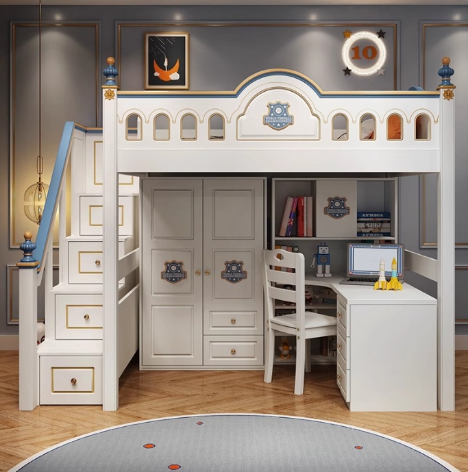 سرير أطفال خشبي بتصميم قلعة ال - مراجعة Bunk Bed With Stairs And Slide وسعره