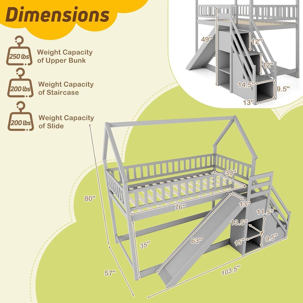 سرير بطابقين مزدوج مع منزلق ود - مراجعة Bunk Bed With Stairs And Slide وسعره