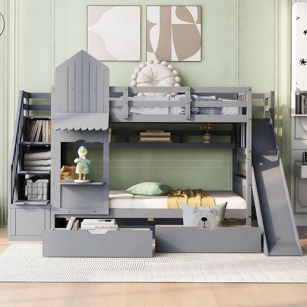 سرير أطفال بطابقين من إيماف مع - مراجعة Bunk Bed With Stairs And Slide وسعره