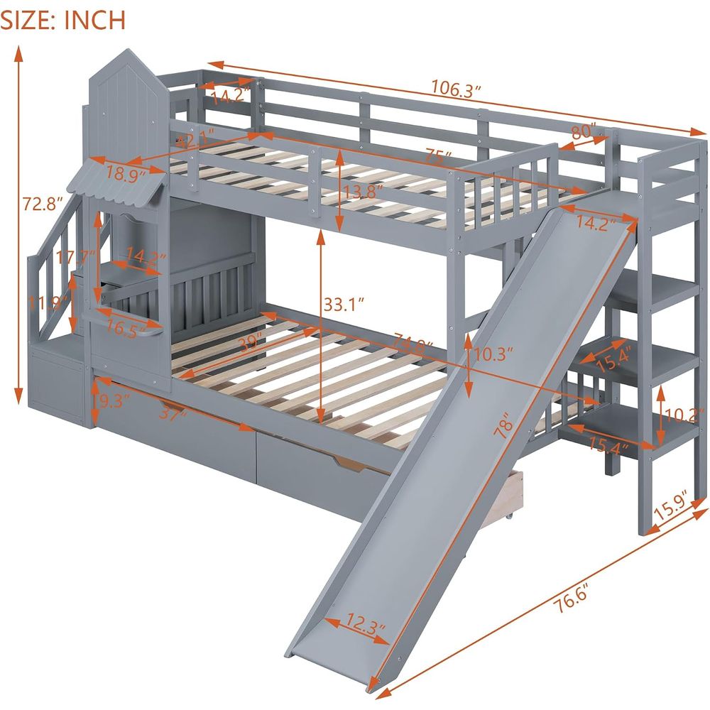 سرير أطفال بطابقين من إيماف مع - مراجعة Bunk Bed With Stairs And Slide وسعره