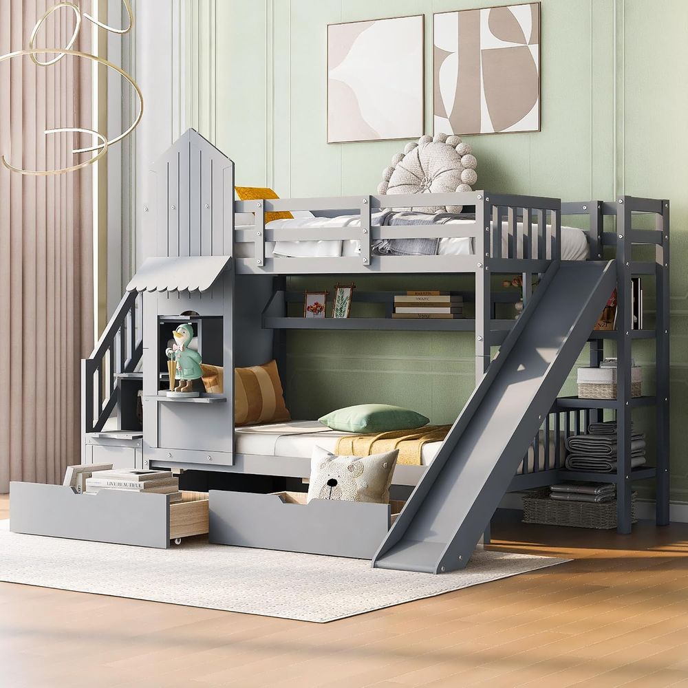 سرير أطفال بطابقين من إيماف مع - مراجعة Bunk Bed With Stairs And Slide وسعره