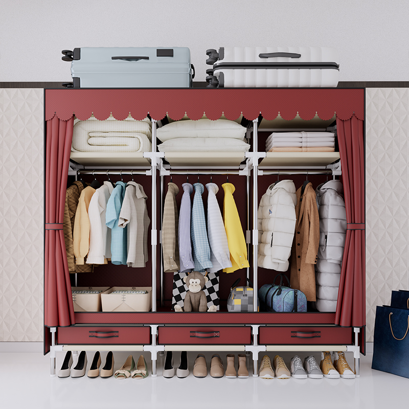 خزانة ملابس محمولة، إطار فولاذ - مراجعة Wardrobe Closet Portable Fabric Cover وسعره
