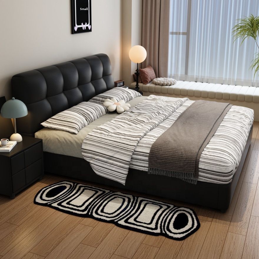 # إطار سرير جلدي أسود مبطن مع  - مراجعة King Size Bed Frame With Storage Drawers وسعره