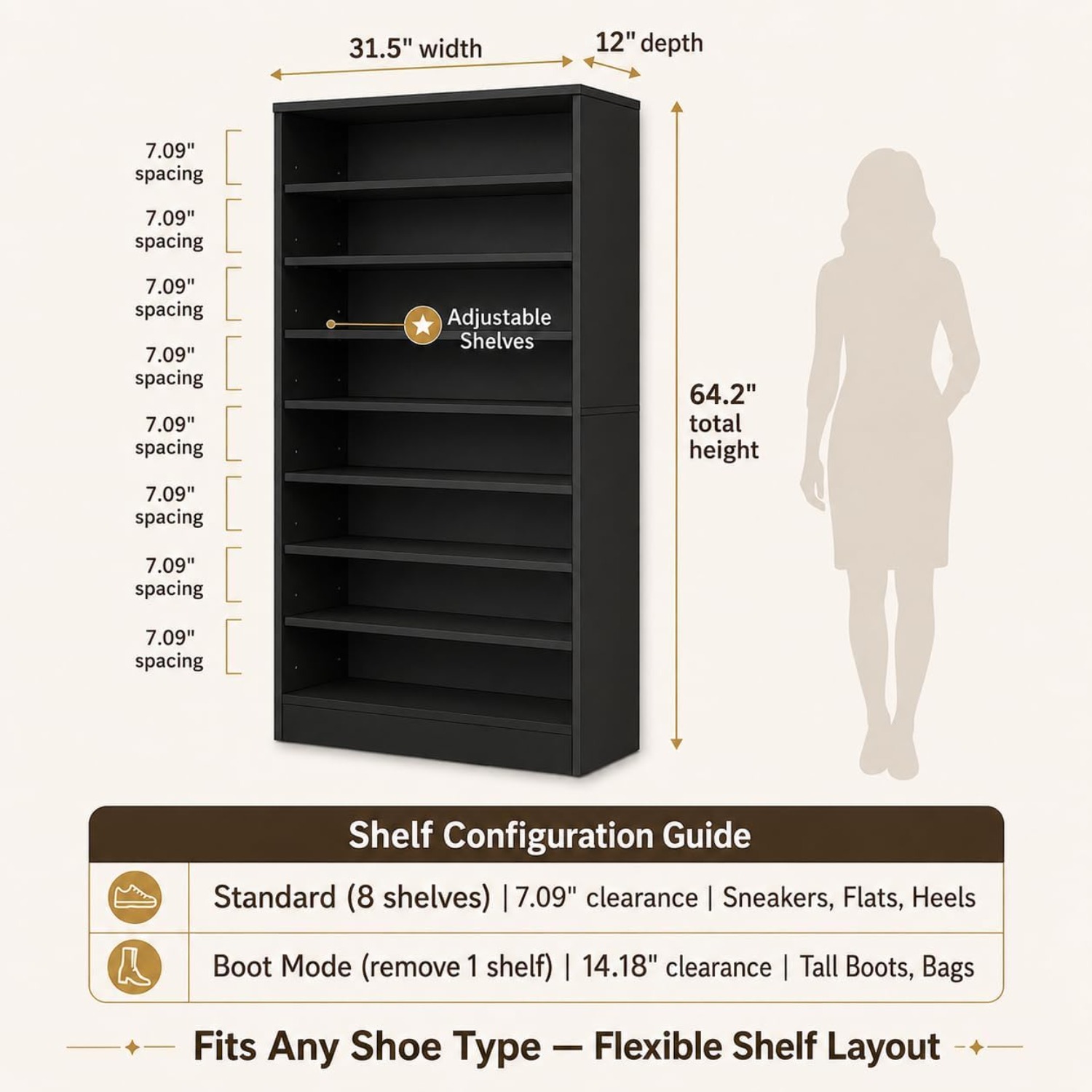 خزانة أحذية طويلة بتسعة طبقات  - مراجعة Shoe Rack Cabinet Narrow Entryway وسعره