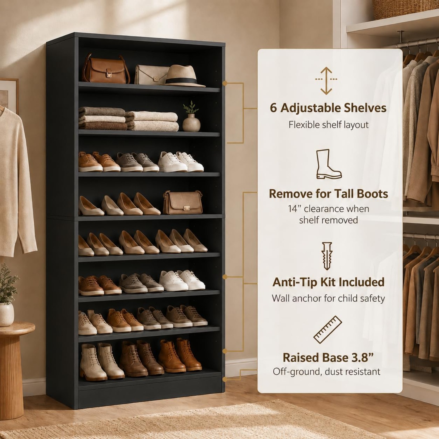 خزانة أحذية طويلة بتسعة طبقات  - مراجعة Shoe Rack Cabinet Narrow Entryway وسعره