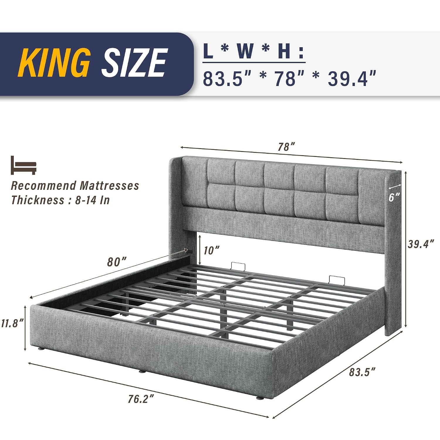 إطار سرير كينج مع تخزين هيدرول - مراجعة Gas Lift Storage Bed Hydraulic وسعره