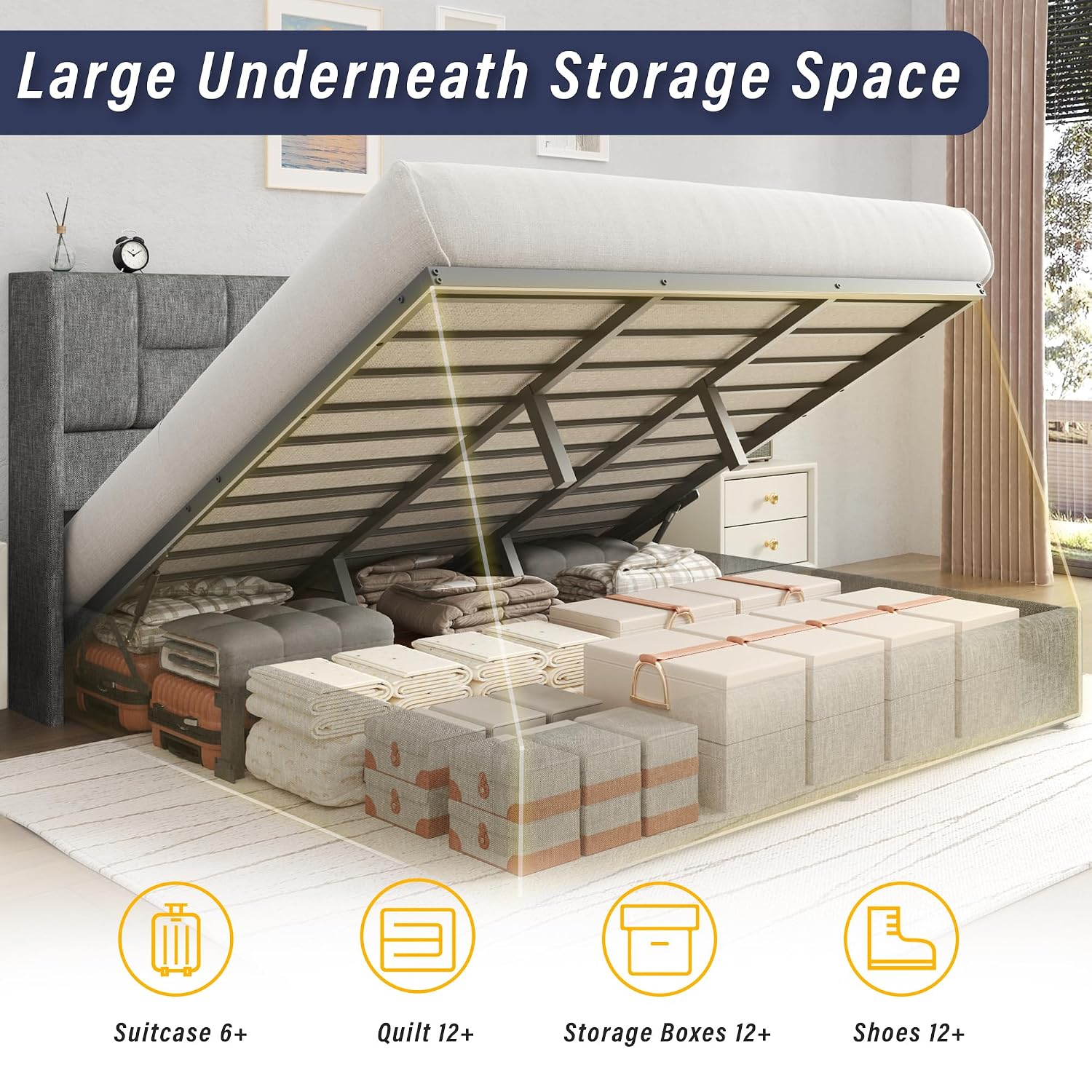 إطار سرير كينج مع تخزين هيدرول - مراجعة Gas Lift Storage Bed Hydraulic وسعره