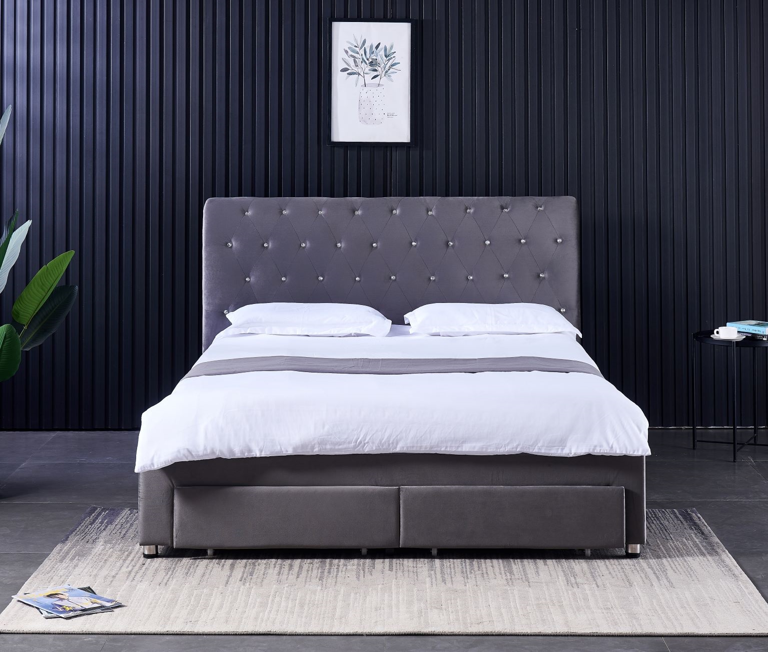 إطار سرير مزدوج عصري مع 4 أدرا - مراجعة King Size Bed Frame With Storage Drawers وسعره
