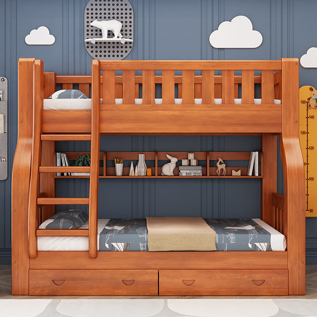سرير أطفال مزدوج بإطار خشبي صل - مراجعة Bunk Bed With Stairs And Slide وسعره