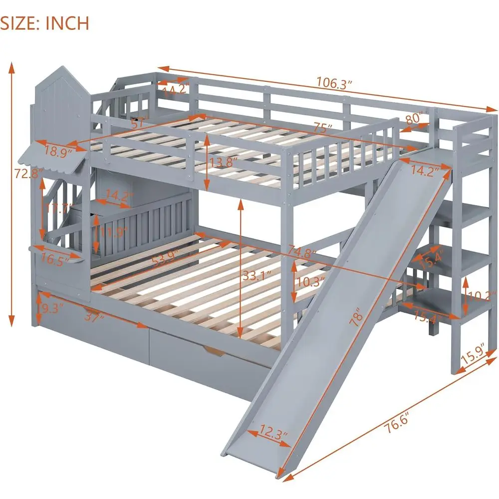 سرير بطابقين كامل الحجم مع درج - مراجعة Bunk Bed With Stairs And Slide وسعره