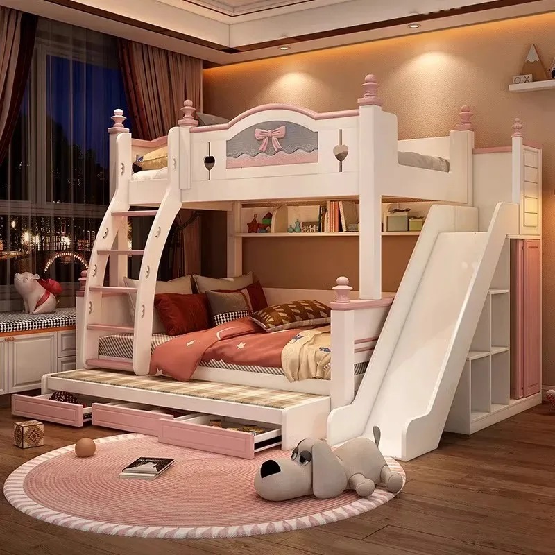 أثاث غرفة نوم سرير خشبي صلب مخ - مراجعة Bunk Bed With Stairs And Slide وسعره