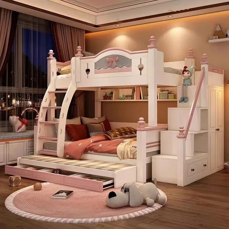 أثاث غرفة نوم سرير خشبي صلب مخ - مراجعة Bunk Bed With Stairs And Slide وسعره