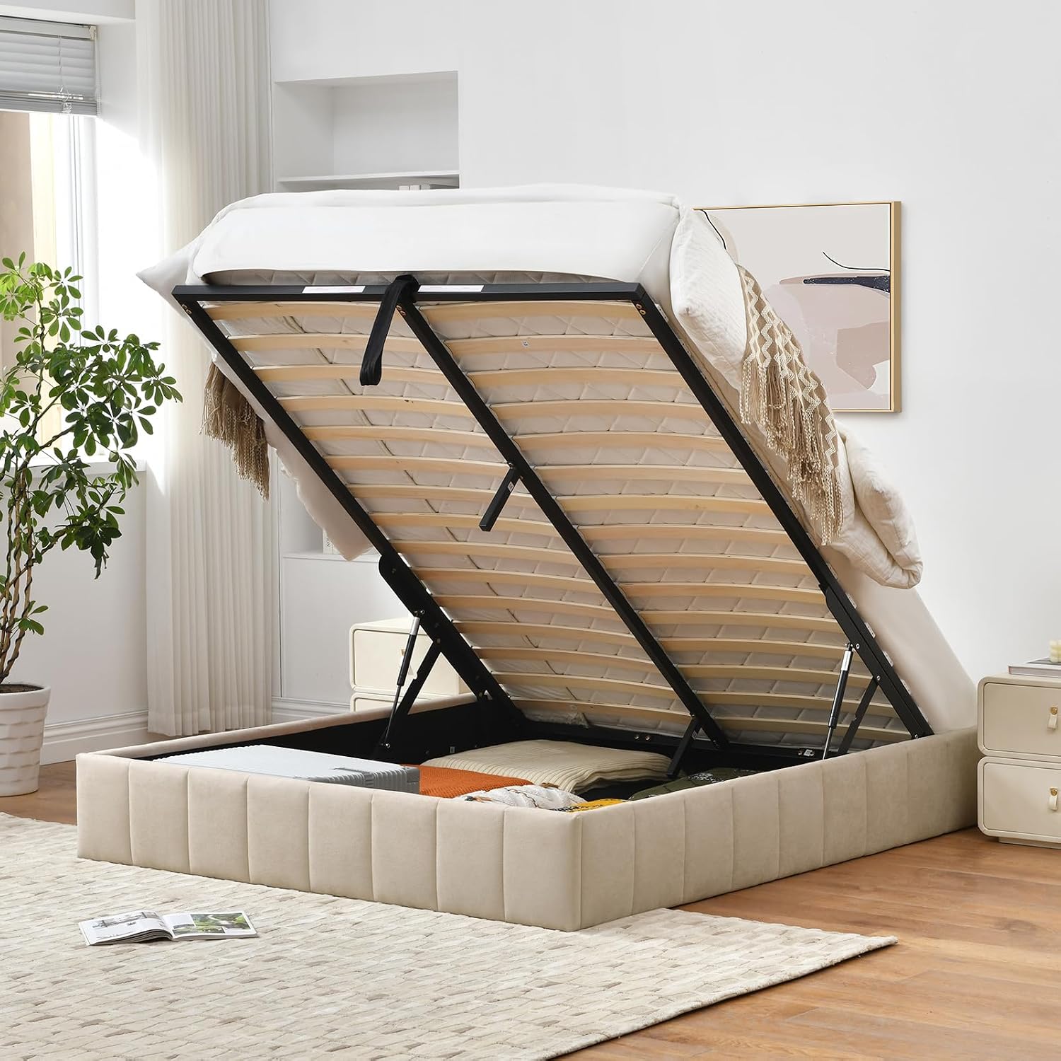 إطار سرير تخزيني كبير الحجم قا - مراجعة Gas Lift Storage Bed Hydraulic وسعره