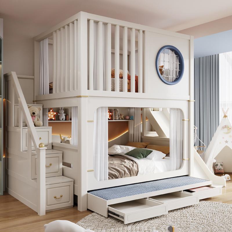 سرير بطابقين للأطفال مع زحليقة - مراجعة Bunk Bed With Stairs And Slide وسعره