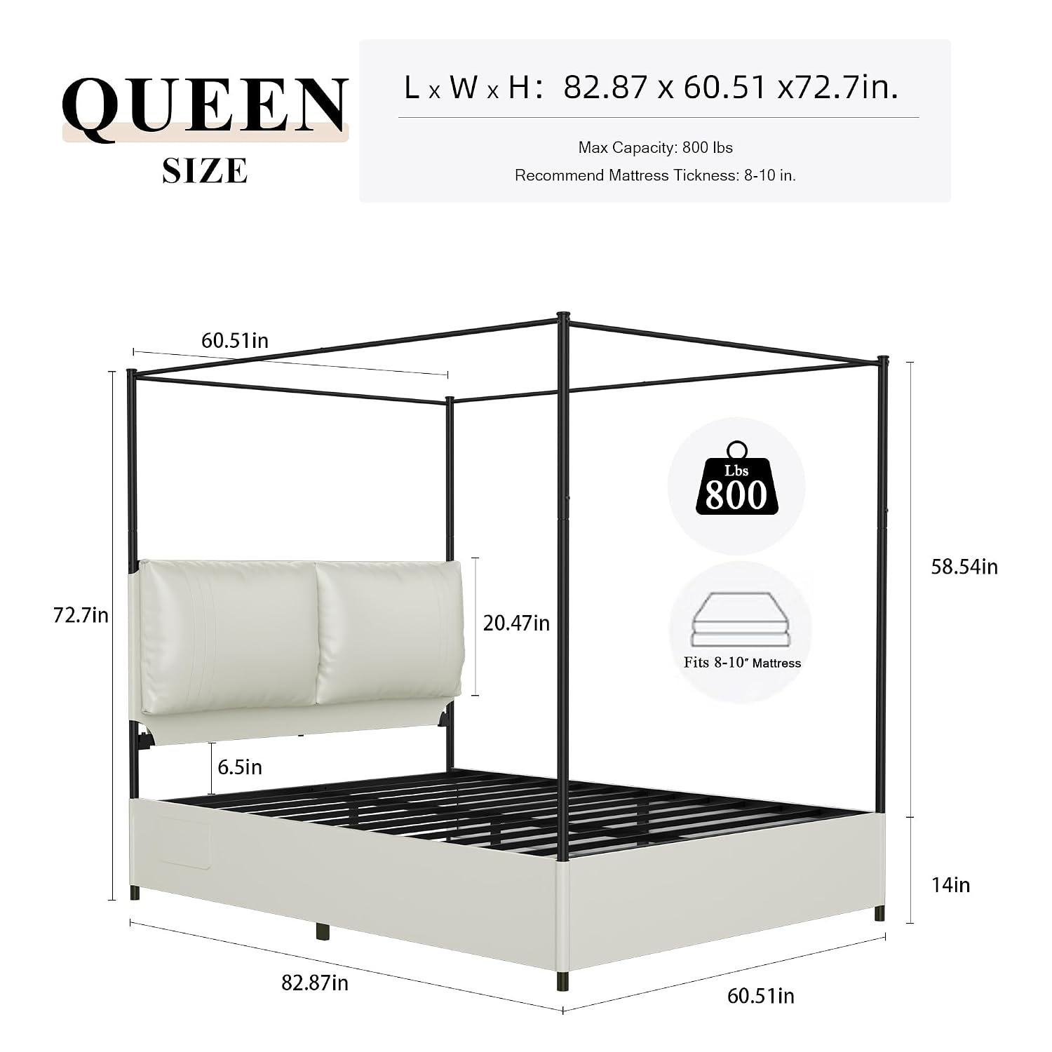 إطار سرير كوين مع مظلة، لوح رأ - مراجعة Canopy Bed Frame Metal Queen وسعره