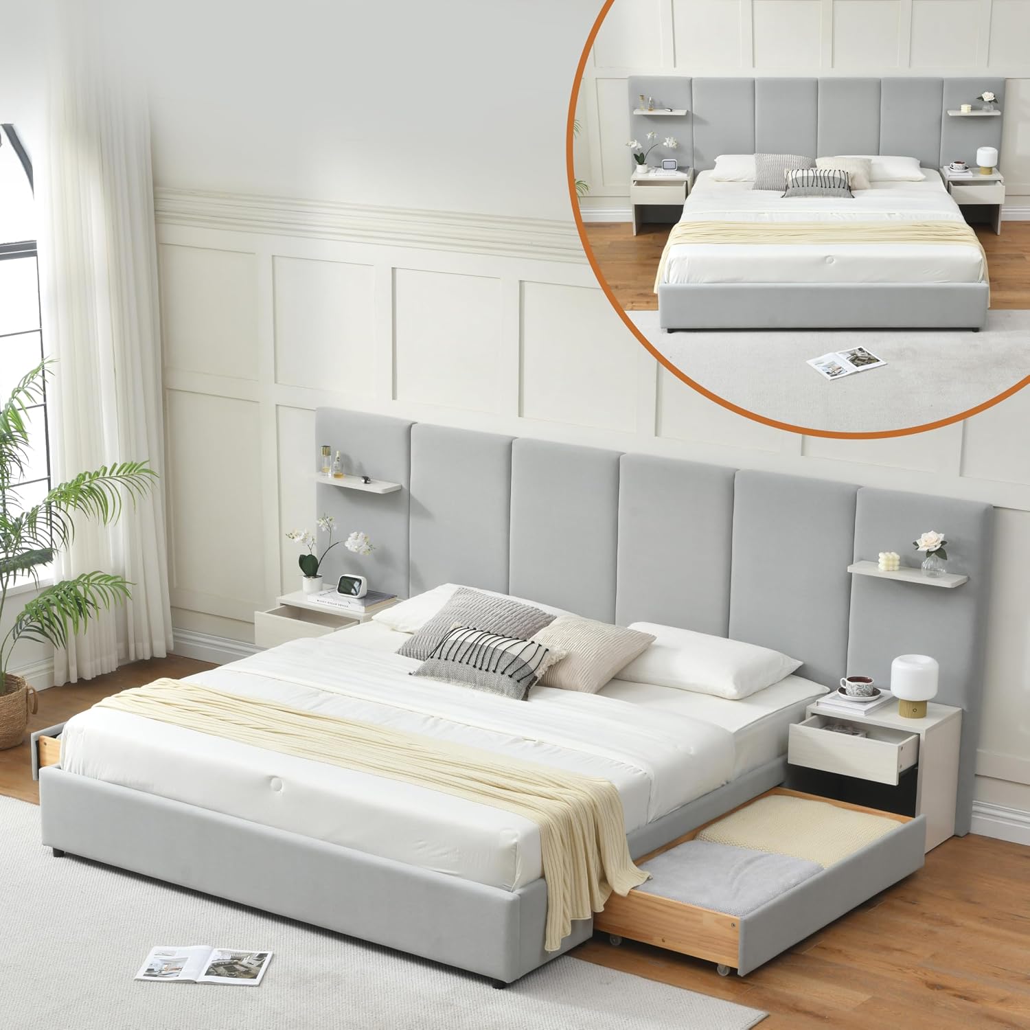 إطار سرير بحجم كينج مع مساحة ت - مراجعة King Size Bed Frame With Storage Drawers وسعره