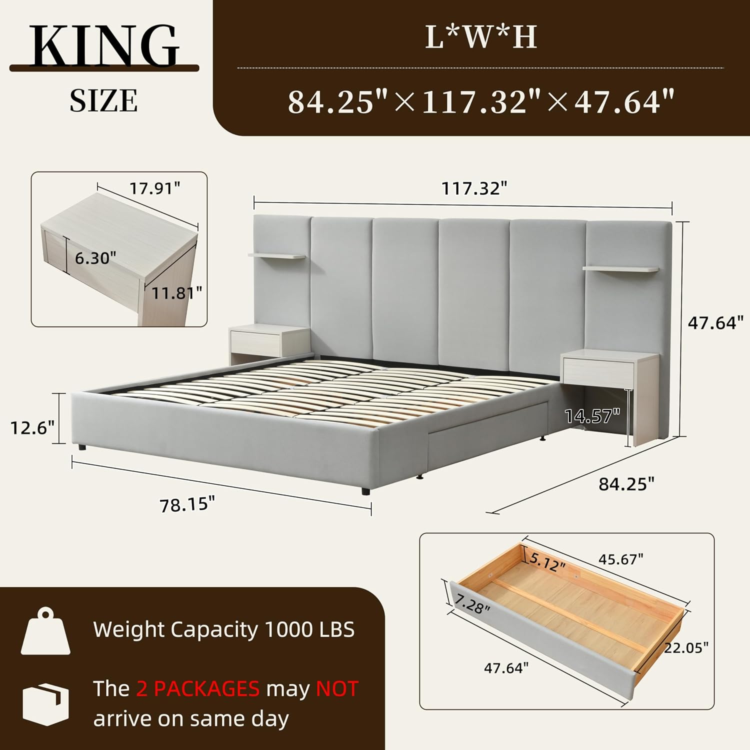 إطار سرير بحجم كينج مع مساحة ت - مراجعة King Size Bed Frame With Storage Drawers وسعره