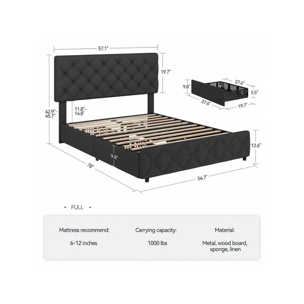 إطار سرير بحجم كوين أو كينج مع - مراجعة King Size Bed Frame With Storage Drawers وسعره