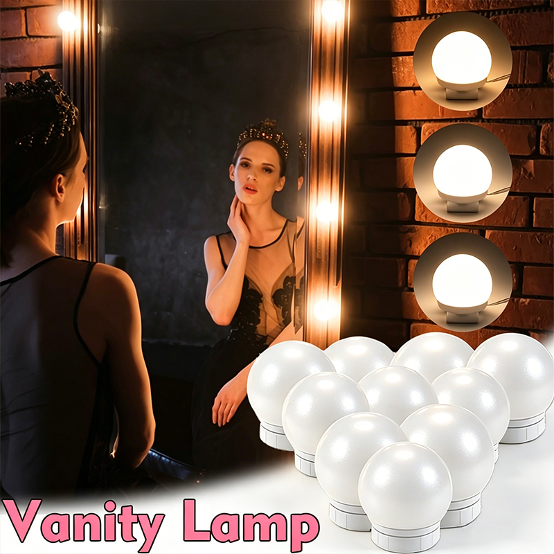 طقم 10 مصابيح LED لمرآة الزينة - مراجعة Dressing Table Vanity With Lighted Mirror وسعره