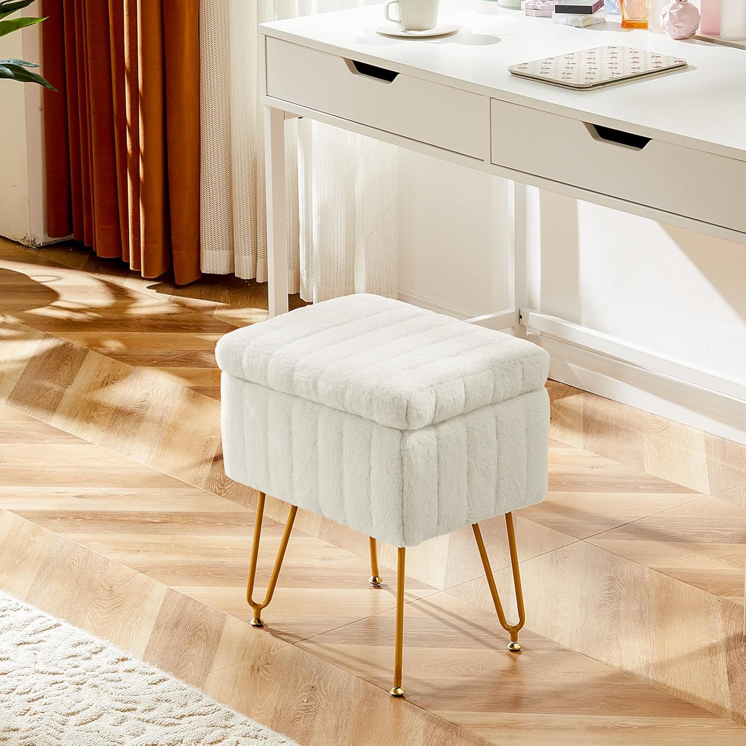 كرسي تخزين أبيض، مقعد عثماني م - مراجعة Bedroom Furniture وسعره