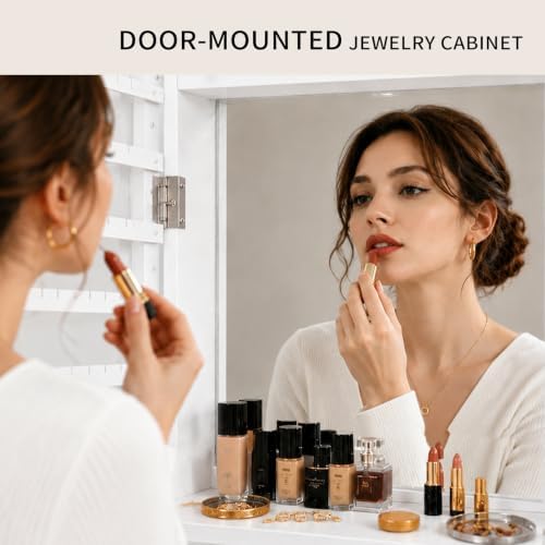 خزانة مجوهرات قابلة للقفل مع م - مراجعة Full Length Mirror Jewelry Armoire وسعره