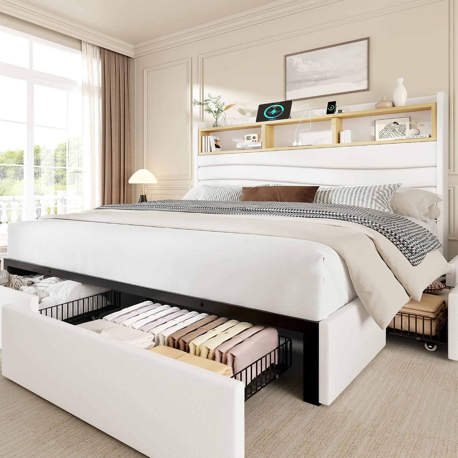 إطار سرير بحجم كينج مع 6 أدراج - مراجعة King Size Bed Frame With Storage Drawers وسعره